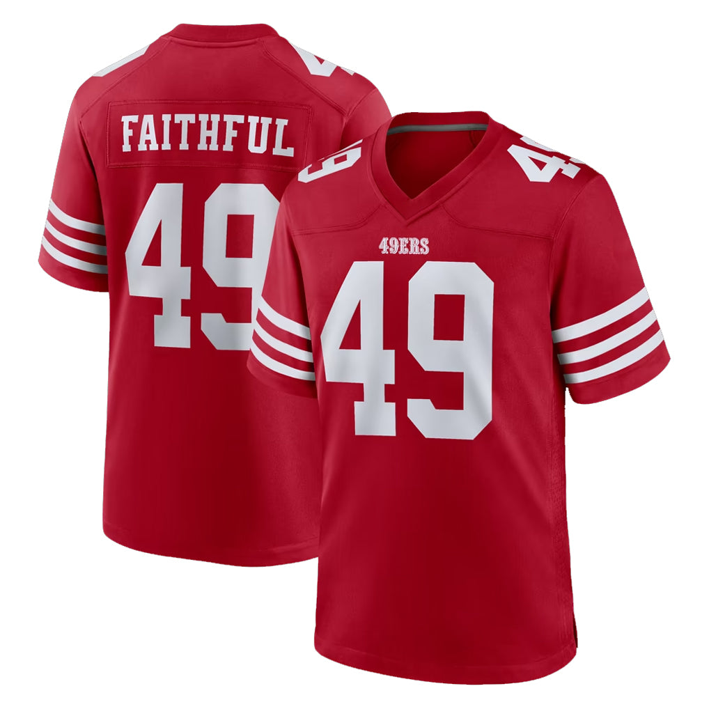 Seanshop SF.49ers #49 The Faithful Player Red Game Home Stitched Jerseys