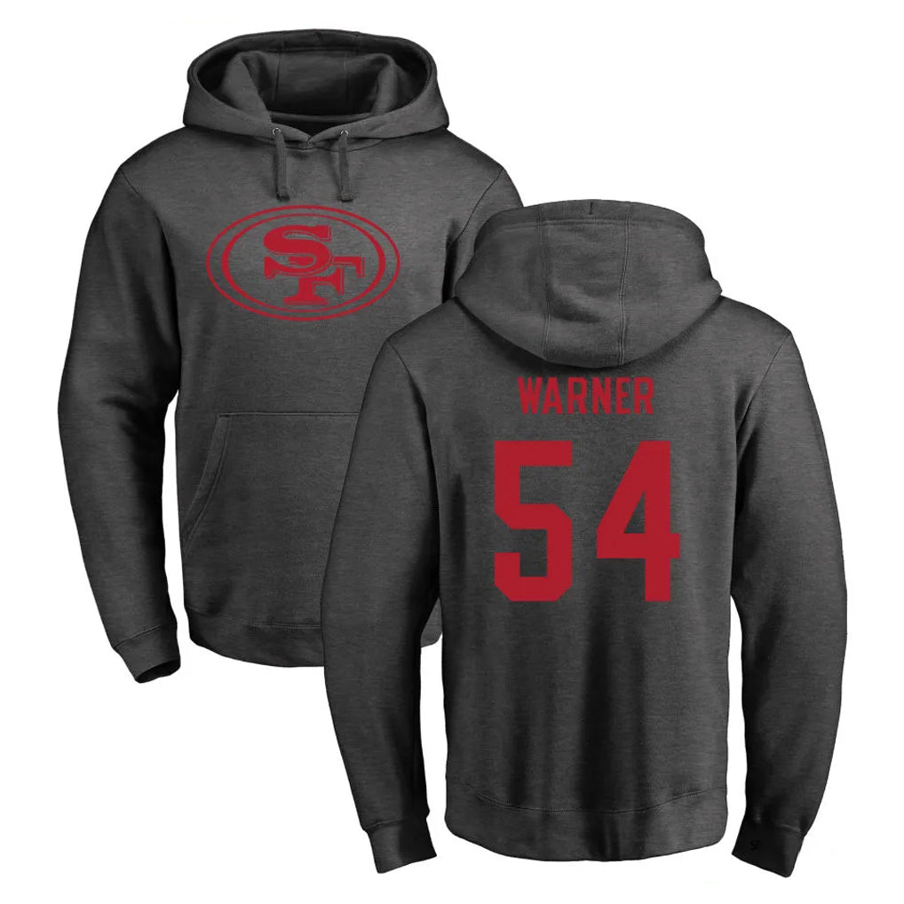 Seanshop SF.49ers #54 Fred Warner Player Anthracite Pullover Hoodies Home Game Stitched Jerseys
