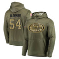 Seanshop SF.49ers #54 Fred Warner Player Olive Salute to Service Pullover Hoodie Home Game Stitched Jerseys