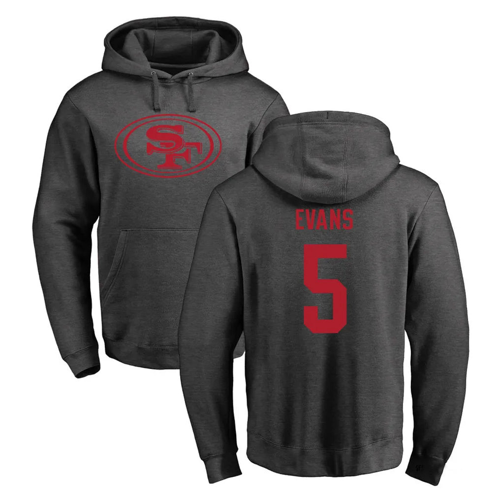 Seanshop SF.49ers #5 Mike Evans Player Anthracite Pullover Hoodies Home Game Stitched Jerseys