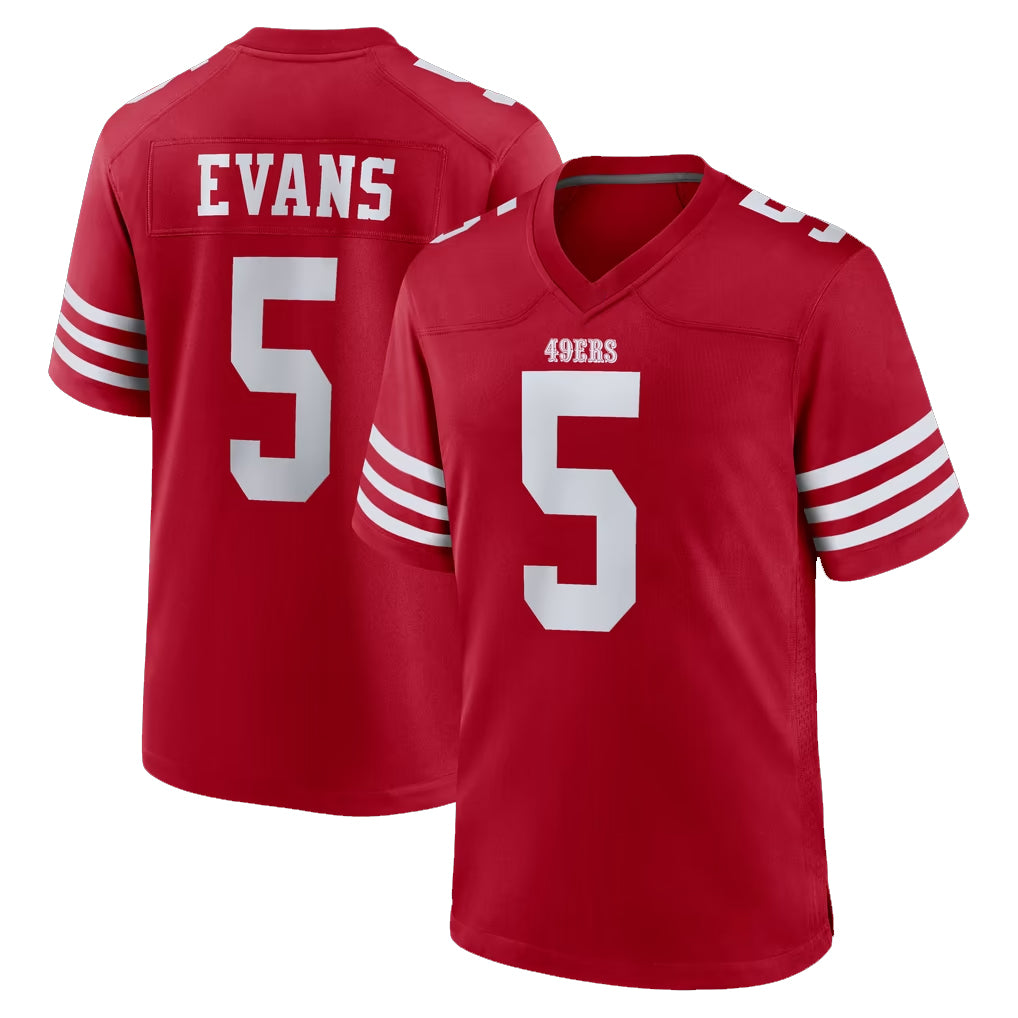 Seanshop SF.49ers #5 Mike Evans Player Red Game Home Stitched Jerseys