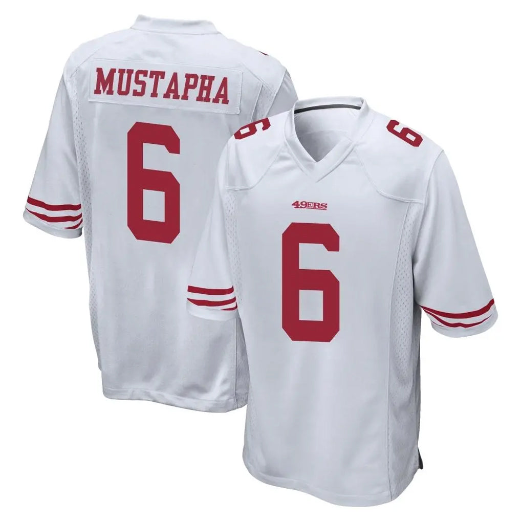 Seanshop SF.49ers #6 Malik Mustapha Player White Home Game Stitched Jerseys