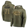 Seanshop SF.49ers #71 Trent Williams Player Olive Salute to Service Pullover Hoodie Home Game Stitched Jerseys
