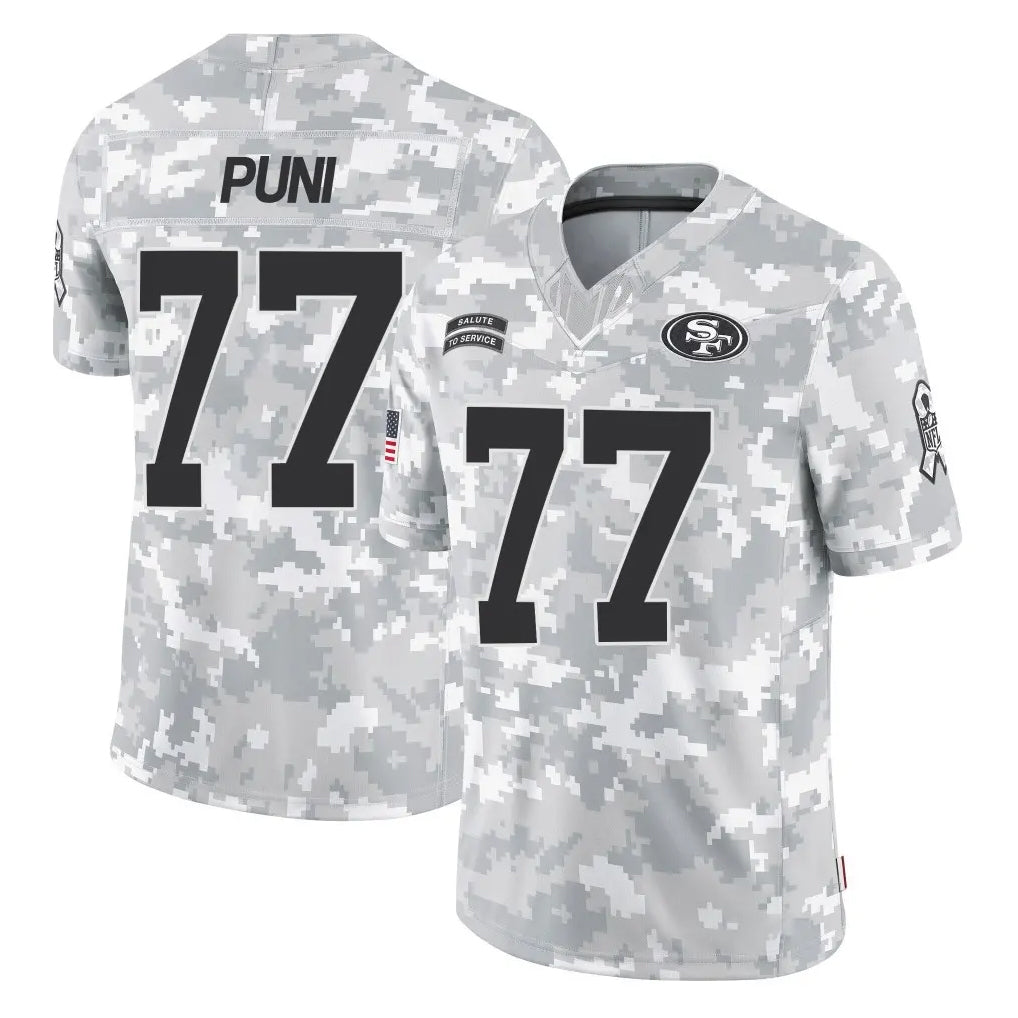 Seanshop SF.49ers #77 Dominick Puni Player Arctic Camo Limited Salute To Service Home Game Stitched Jerseys