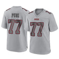 Seanshop SF.49ers #77 Dominick Puni Player Gray Atmosphere Fashion Home Game Stitched Jerseys