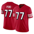 Seanshop SF.49ers #77 Dominick Puni Player Red Limited Alternate Vapor F.U.S.E. Home Game Stitched Jerseys