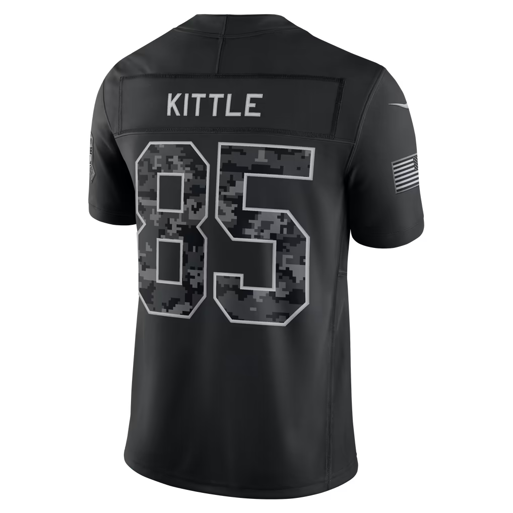 Seanshop  SF.49ers #85 George Kittle Black 2026 Salute to Service Stitched Limited Jersey