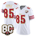 SF.49ers #85 George kittle White Gold 80th Anniversary Patch Rivalries F.U.S.E. Vapor Limited Football Stitched Jersey