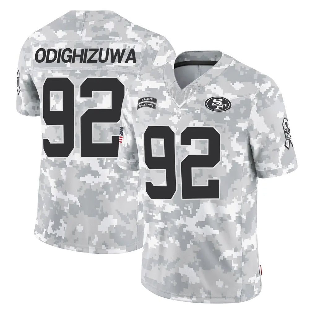 Seanshop SF.49ers #92 Osa Odighizuwa Player Arctic Camo Limited Salute To Service Home Game Stitched Jerseys