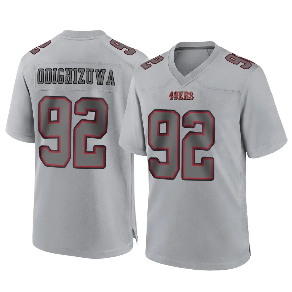 Seanshop SF.49ers #92 Osa Odighizuwa Player Gray Atmosphere Fashion Home Game Stitched Jerseys