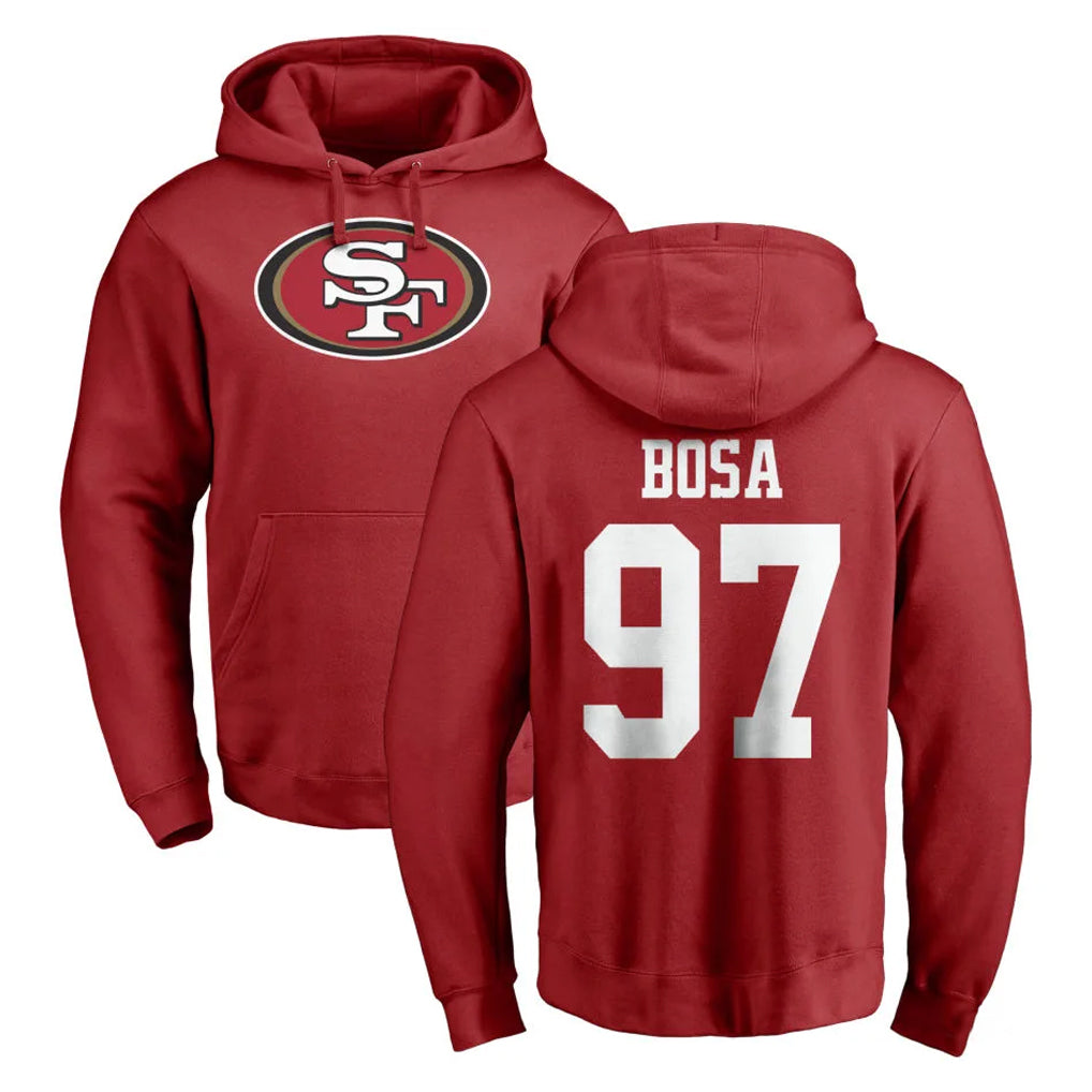Seanshop SF.49ers #97 Nick Bosa Player Red LOGO Pullover Hoodies Home Game Stitched Jerseys