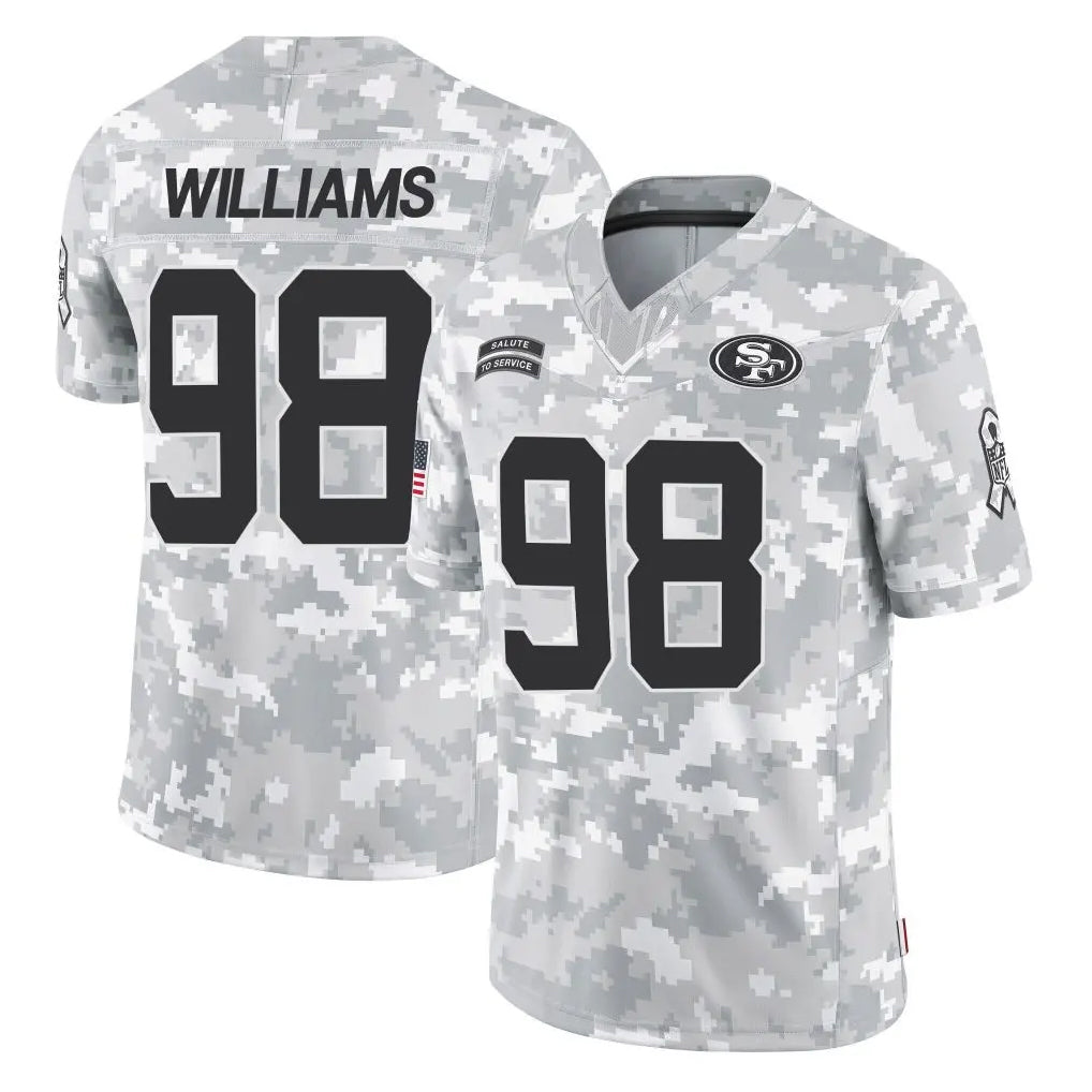 Seanshop SF.49ers #98 Mykel Williams Player Arctic Camo Limited Salute To Service Home Game Stitched Jerseys