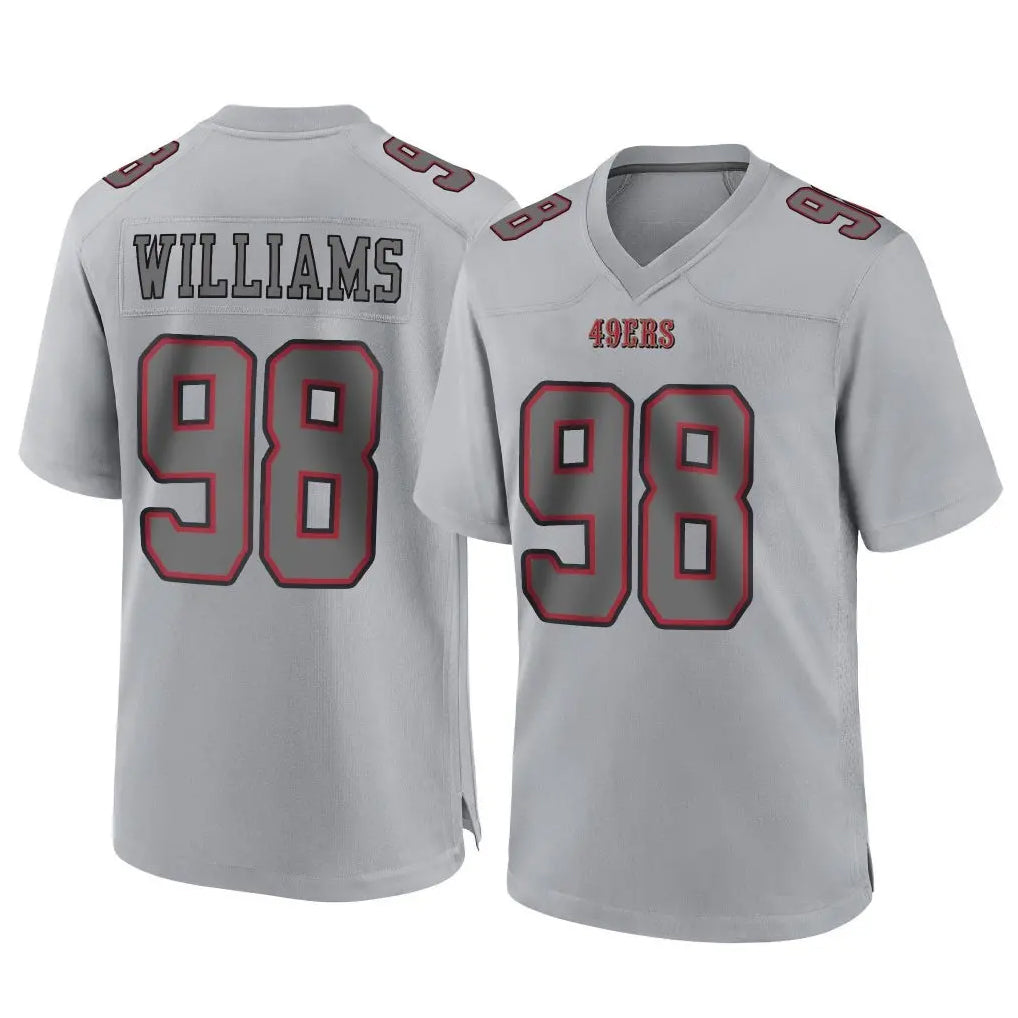 Seanshop SF.49ers #98 Mykel Williams Player Gray Atmosphere Fashion Home Game Stitched Jerseys