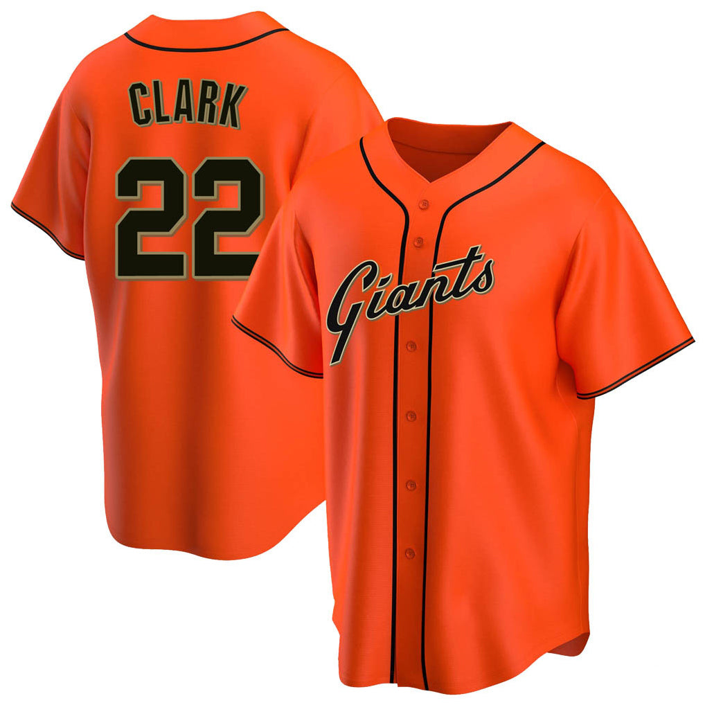 Seanshop SF.Giants #22 Will Clark Player Orange Home Game Stitched Jerseys