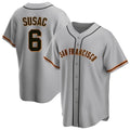 Seanshop SF.Giants #6 Daniel Susac Player Gray Home Game Stitched Jerseys