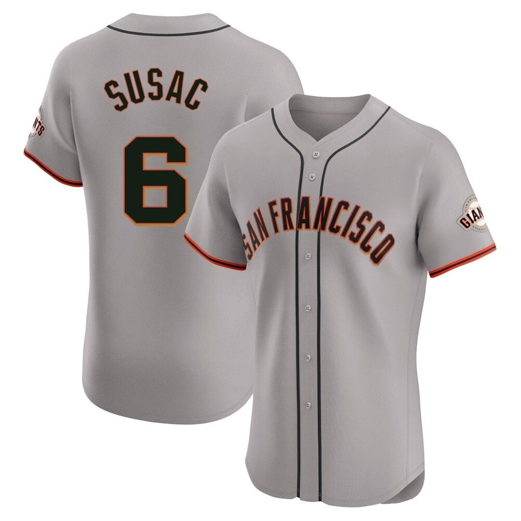 Seanshop SF.Giants #6 Daniel Susac Player Gray Home Limited Elite Stitched Jerseys