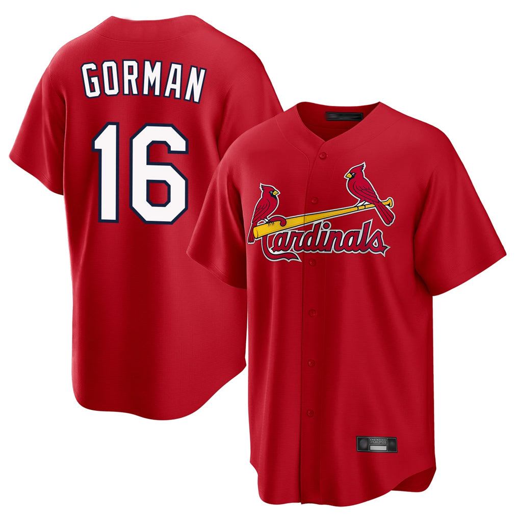 Seanshop  St. Louis Cardinals #16 Nolan Gorman Player Red Home Game Stitched Jerseys