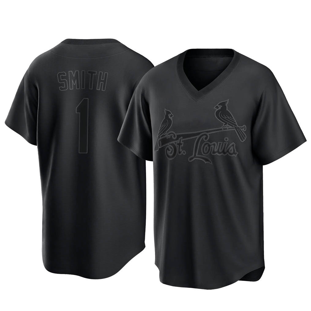 Seanshop  St. Louis Cardinals #1 Ozzie Smith Player Black City Connect T-shirt Stitched Jerseys
