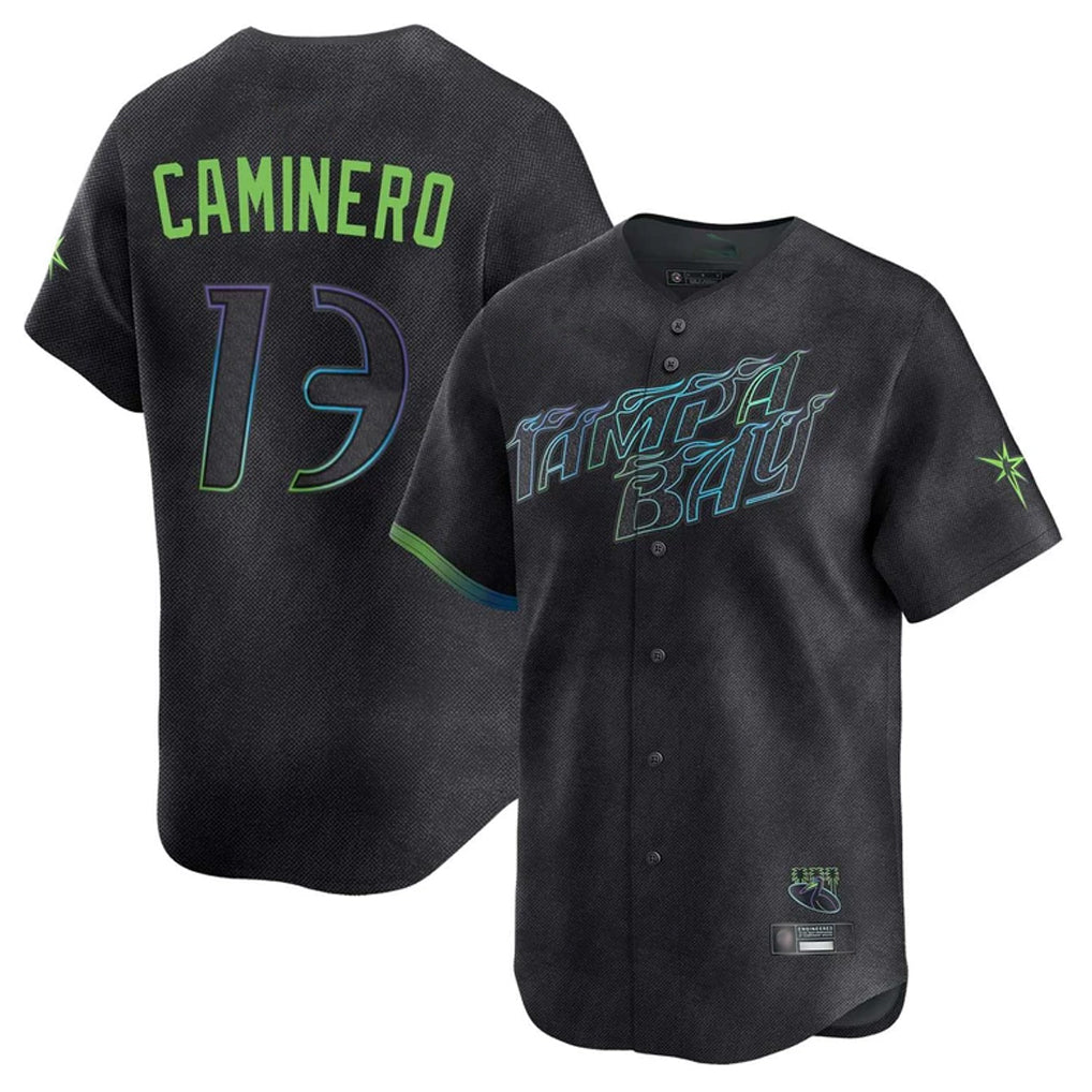 Seanshop  T.Bay Rays #13 Junior Caminero Player Black City Connect Home Limited Stitched Jerseys