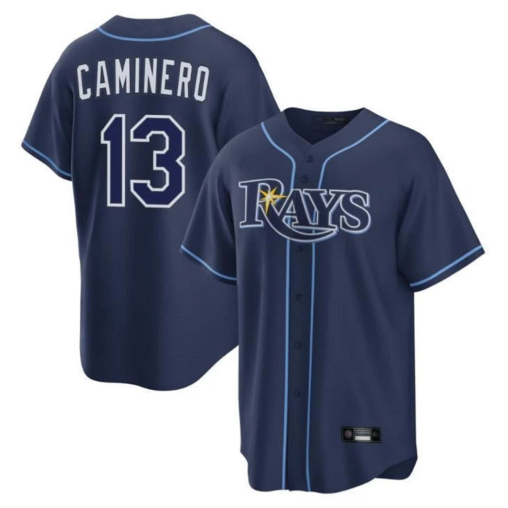 Seanshop  T.Bay Rays #13 Junior Caminero Player Navy Home Limited Stitched Jerseys