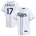 Seanshop  T.Bay Rays #17 Jake Fraley Player White Home Game Stitched Jerseys