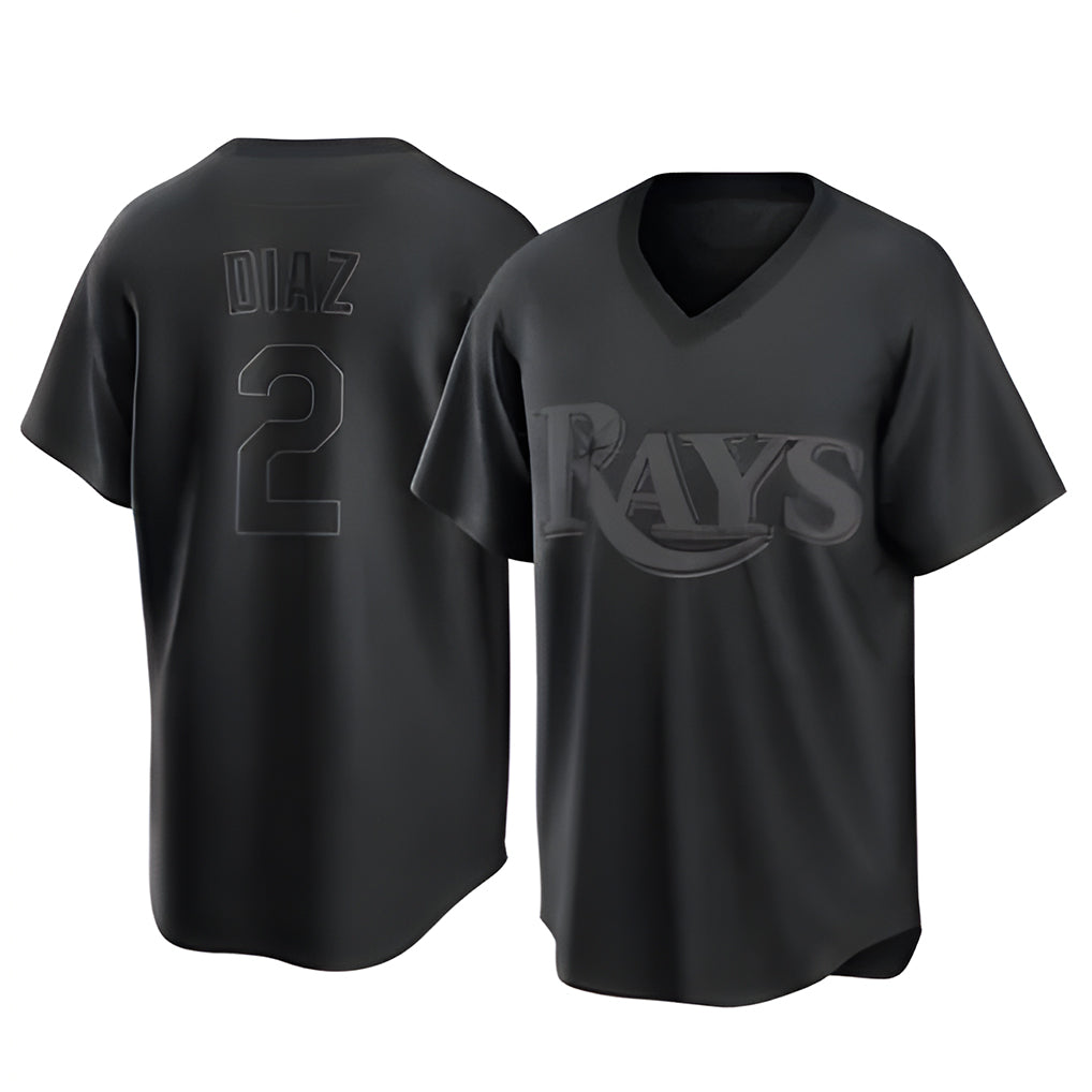 Seanshop  T.Bay Rays #2 Yandy Diaz Player Black Home Game Stitched Jerseys