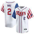 Seanshop  T.Bay Rays #2 Yandy Diaz Player White 2025 Independence Day Vapor Premier Limited Stitched Jerseys