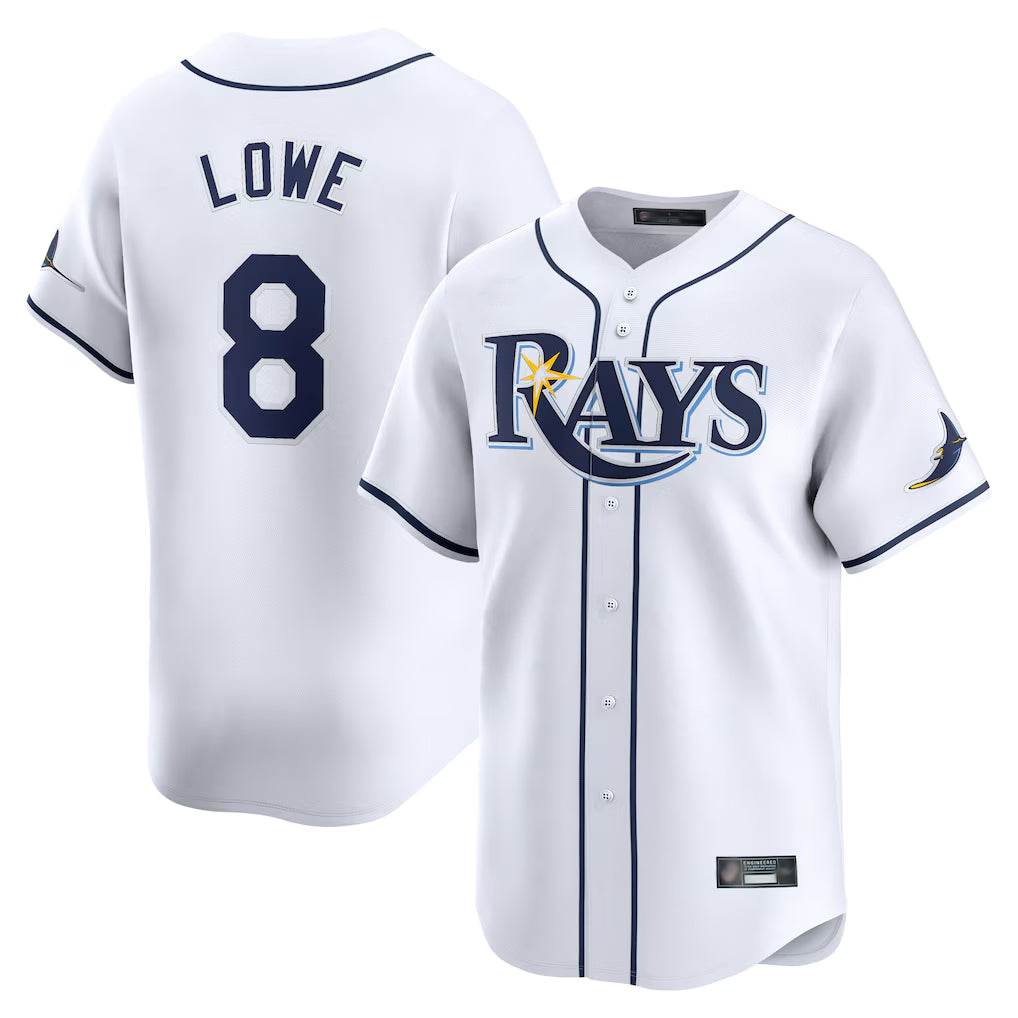 Seanshop  T.Bay Rays #8 Brandon Lowe Player White Home Limited Stitched Jerseys
