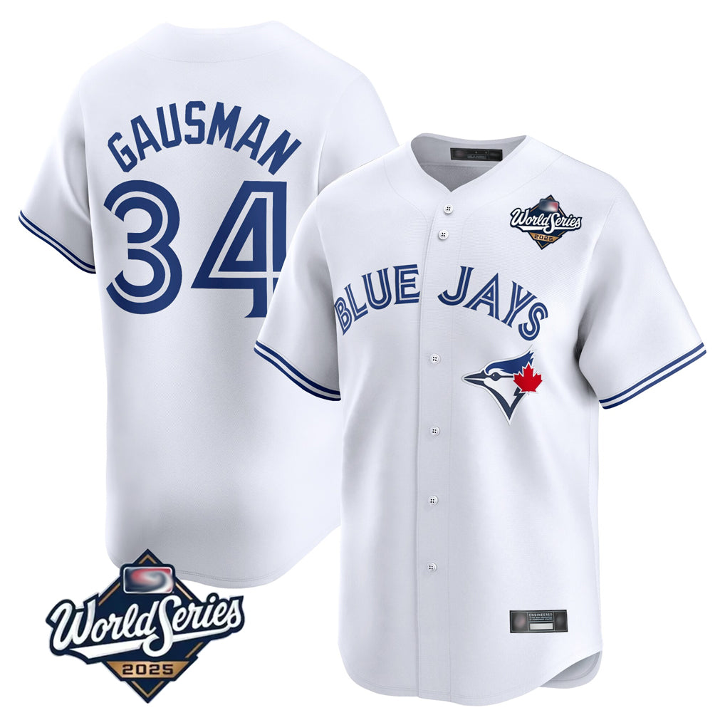 Seanshop  T.Blue Jays #34 Kevin Gausman Player White 2025 World Series Home Limited Stitched Jerseys