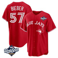 Seanshop  T.Blue Jays #57 Shane Bieber Player Red 2025 World Series All Stitched Jerseys