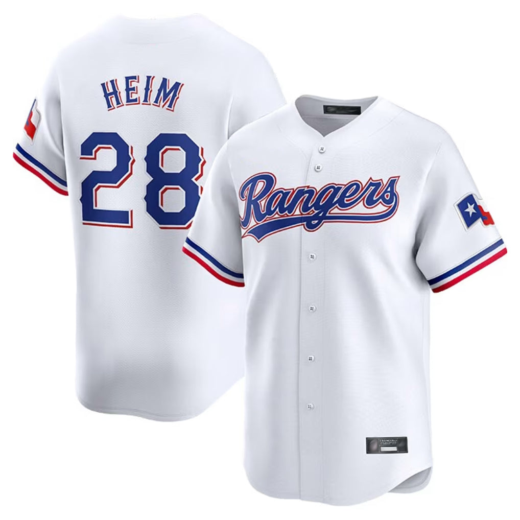 Seanshop  T.Rangers #28 Jonah Heim Player White Home Limited Stitched Jerseys