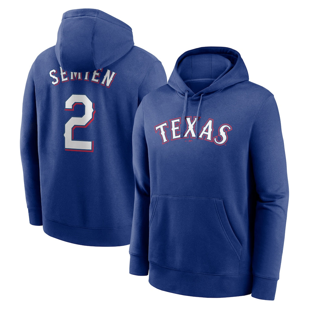 Seanshop  T.Rangers #2 Marcus Semien Player Royal Pullover Hoodie Stitched Jerseys