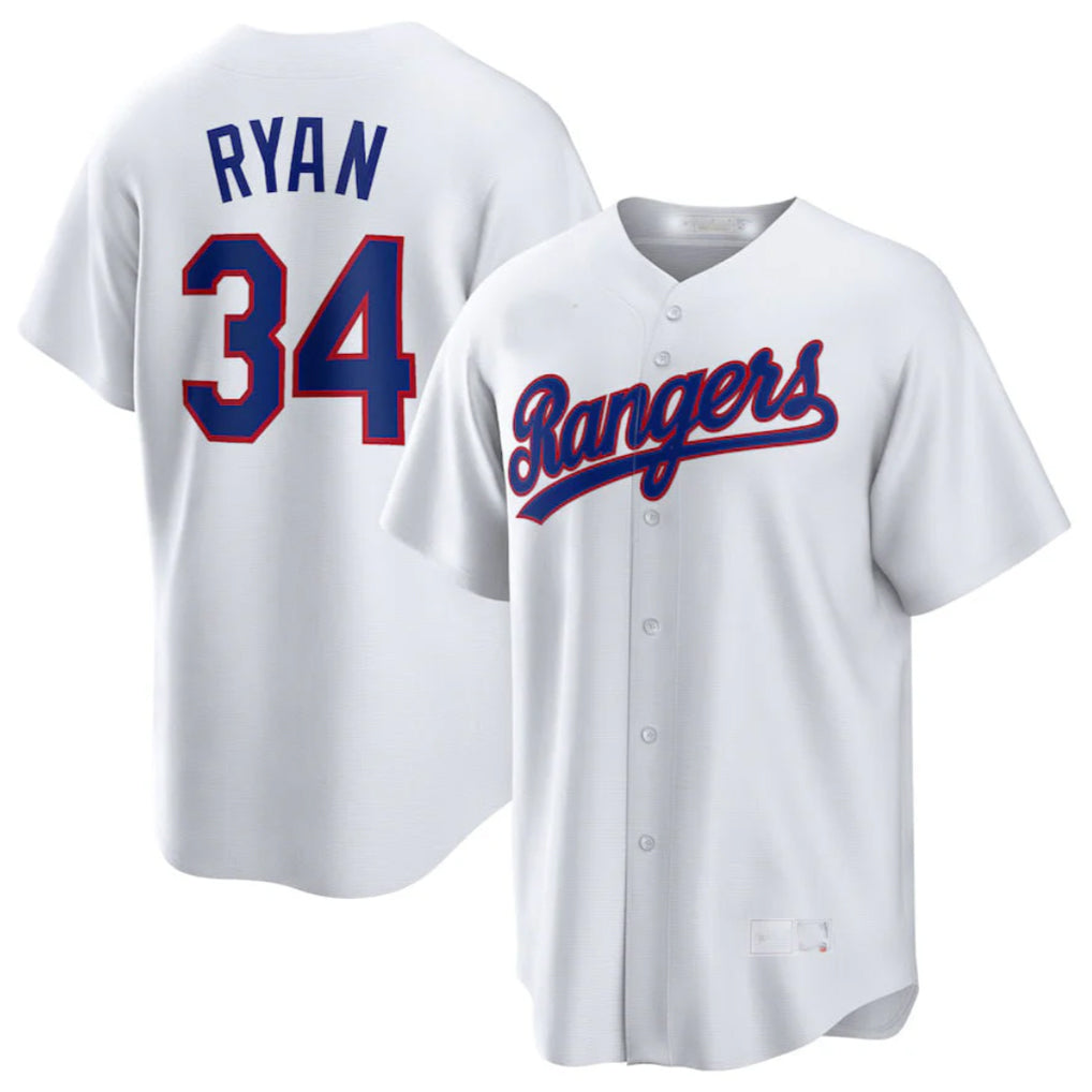 Seanshop  T.Rangers #34 Nolan Ryan Player White Home Game Stitched Jerseys