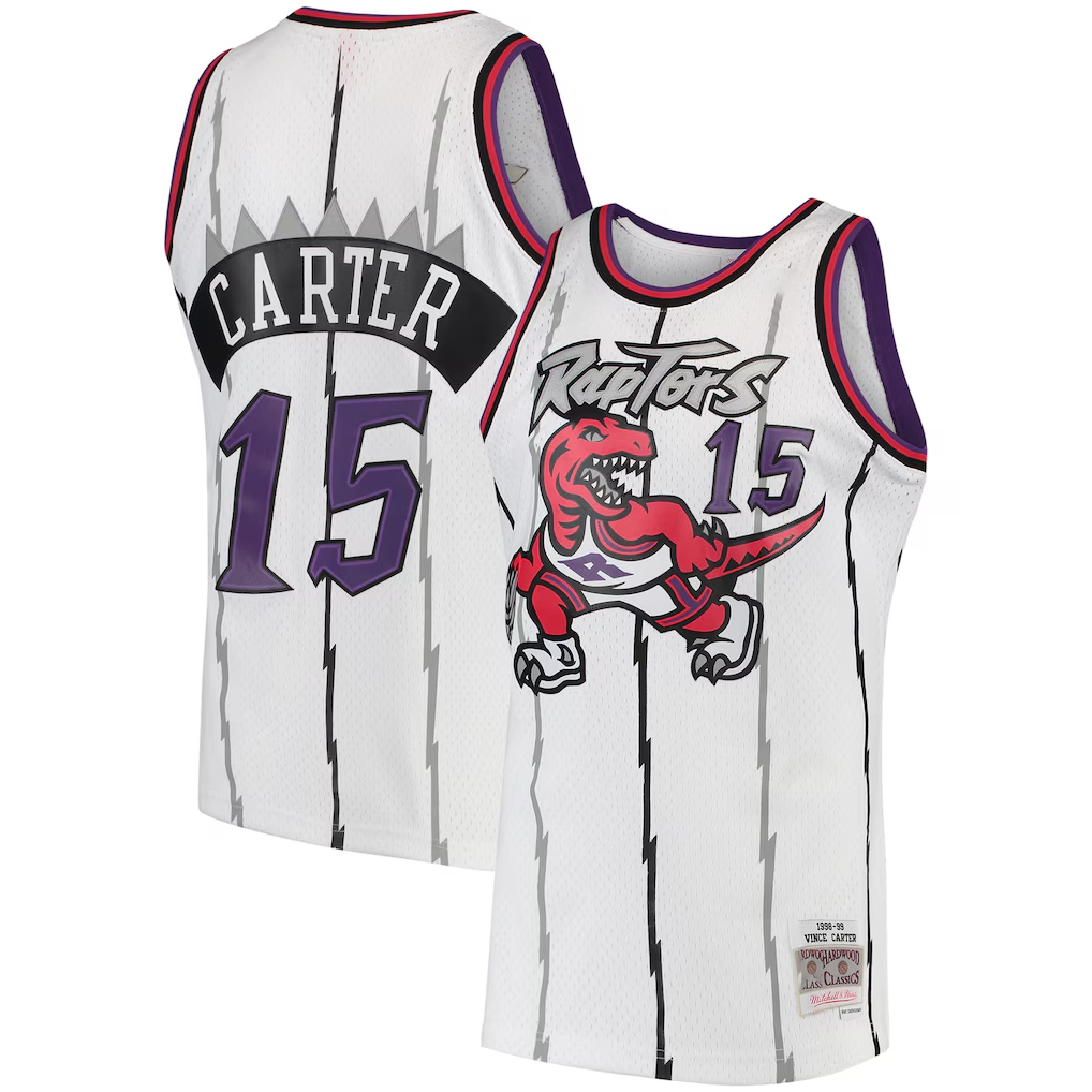 Seanshop T.Raptors #15 Vince Carter Mitchell & Ness White 199899 Hardwood Classics Swingman Jerseys