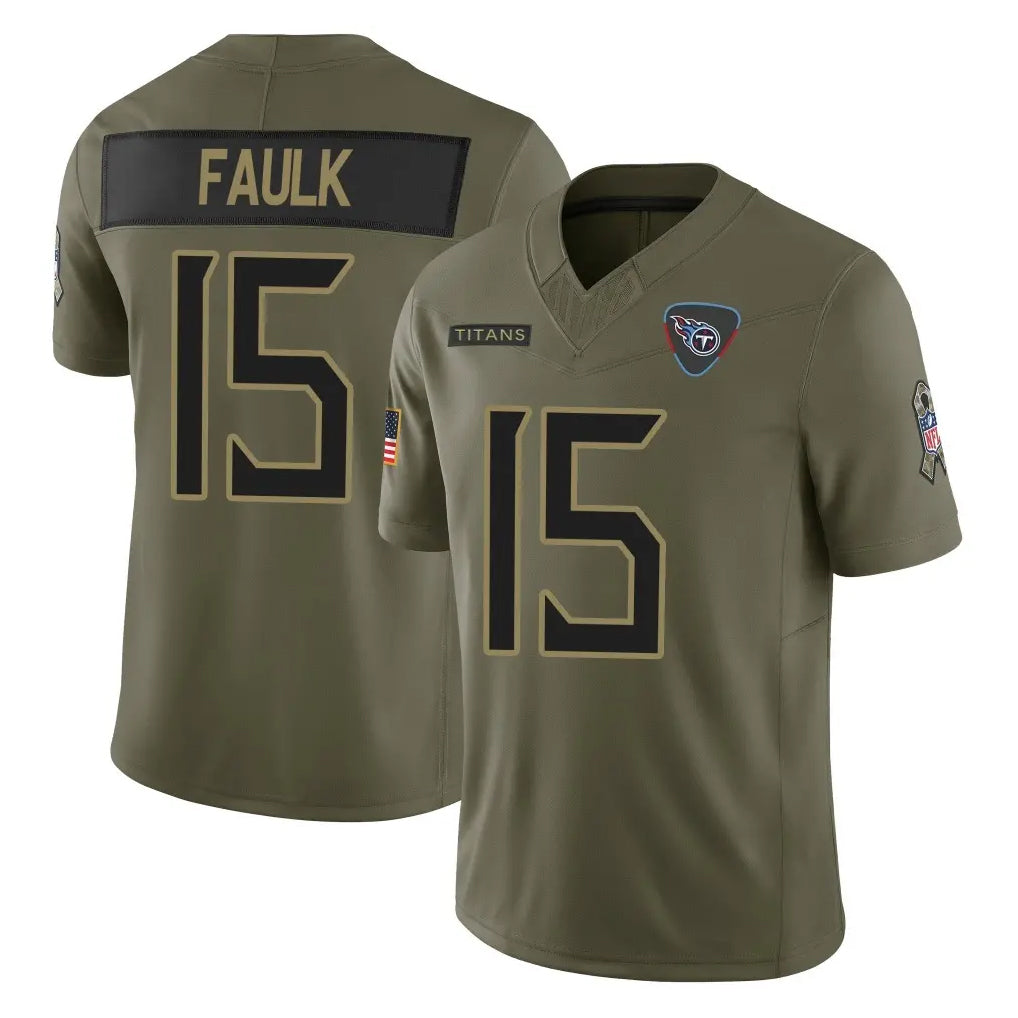 Seanshop T.Titans #15 Keldric Faulk Player Olive Limited 2025 Salute to Service Home Game Stitched Jerseys