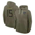 Seanshop T.Titans #15 Keldric Faulk Player Olive Salute to Service Hoodies Home Game Stitched Jerseys