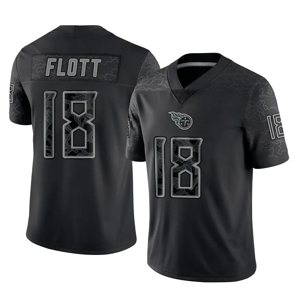 Seanshop T.Titans #18 Cor'Dale Flott Player Black Limited Reflective Home Game Stitched Jerseys