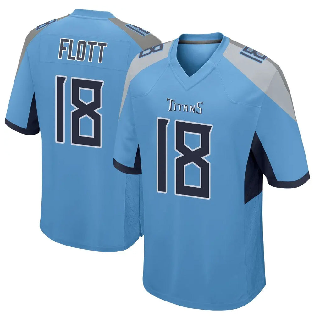 Seanshop T.Titans #18 Cor'Dale Flott Player Light Blue Home Game Stitched Jerseys