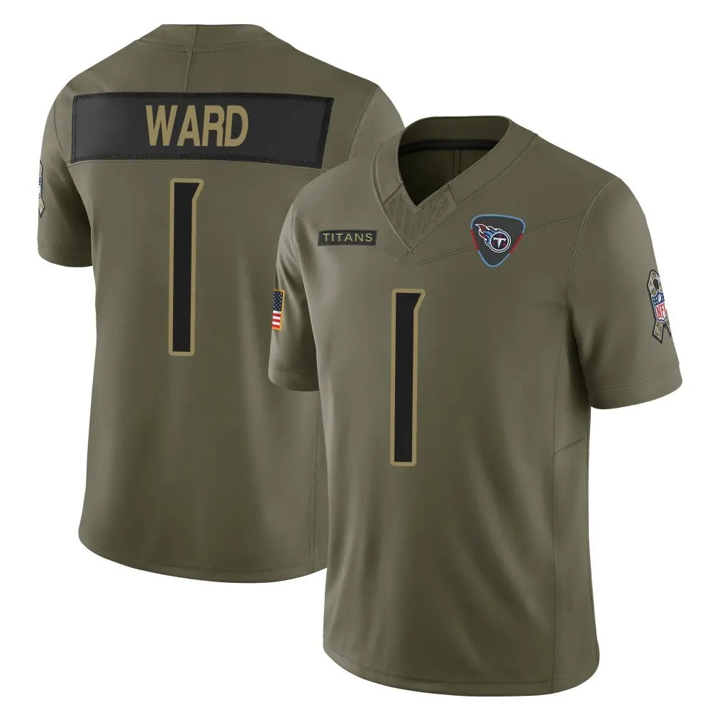 Seanshop T.Titans #1 Cam Ward Player Olive Limited 2025 Salute to Service Home Game Stitched Jerseys