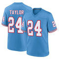 Seanshop T.Titans #24 Alontae Taylor Player Light Blue Oilers Throwback Home Game Stitched Jerseys