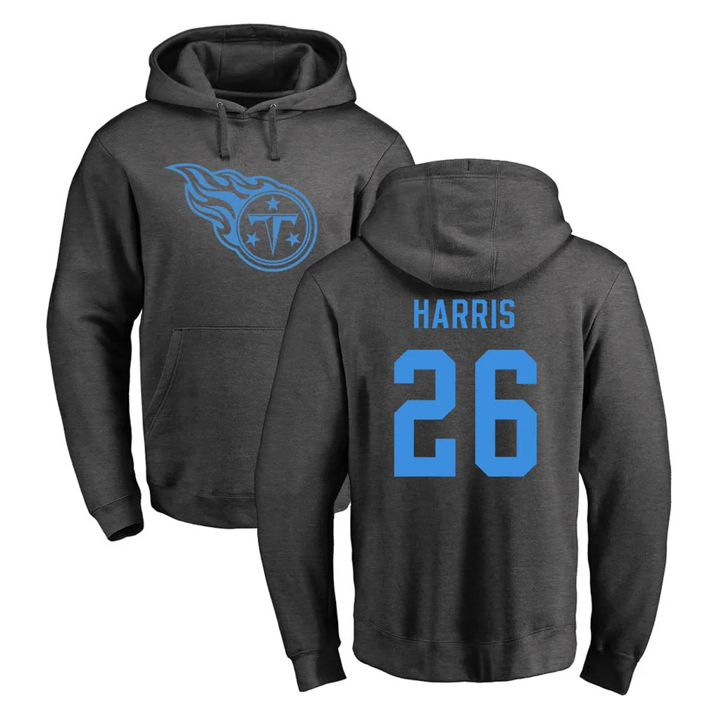 Seanshop T.Titans #26 Marcus Harris Player Ash One Color Pullover Hoodies Home Game Stitched Jerseys