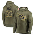 Seanshop T.Titans #33 Cedric Gray Player Olive Salute to Service Pullover Hoodies Home Game Stitched Jerseys