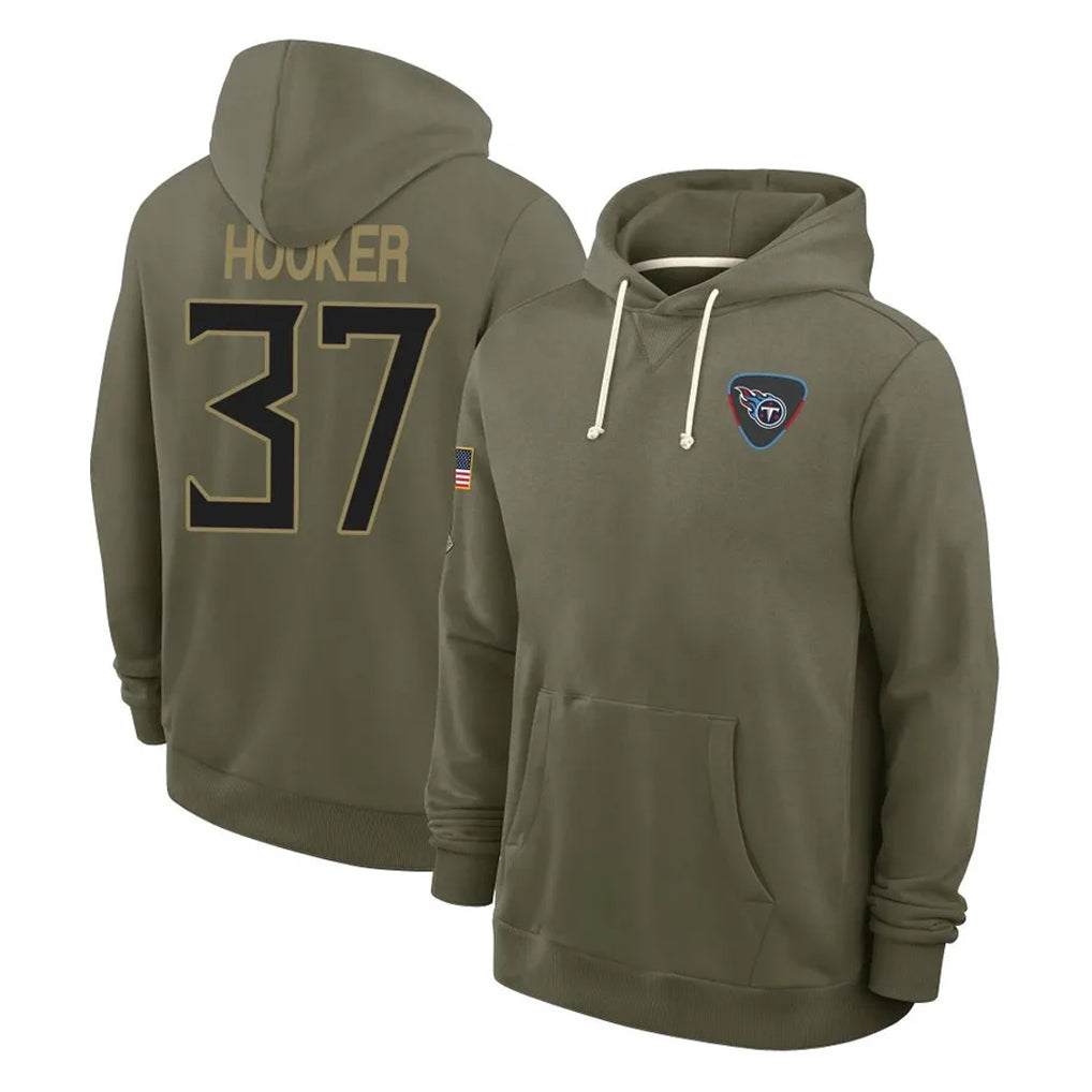 Seanshop T.Titans #37 Amani Hooker Player Olive Salute to Service Hoodies Home Game Stitched Jerseys