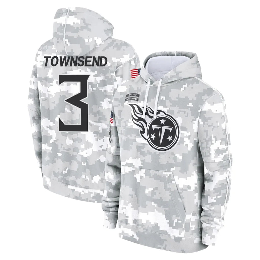 Seanshop T.Titans #3 Tommy Townsend Player Camo Arctic Salute to Service Pullover Hoodies Home Game Stitched Jerseys