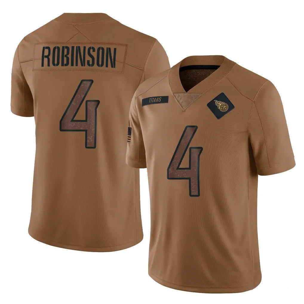 Seanshop T.Titans #4 Wan'Dale Robinson Player Brown Limited Salute to Service Home Game Stitched Jerseys