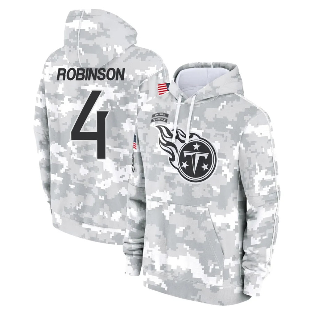 Seanshop T.Titans #4 Wan'Dale Robinson Player Camo Arctic Salute to Service Pullover Hoodies Home Game Stitched Jerseys