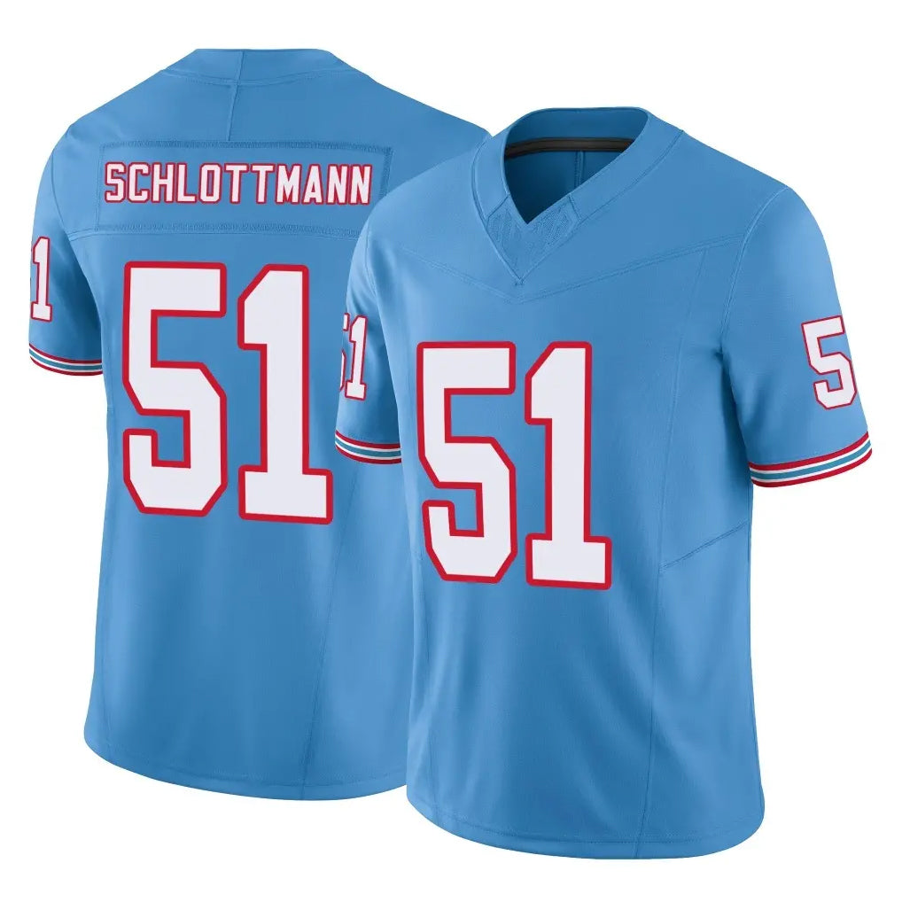 Seanshop T.Titans #51 Austin Schlottmann Player Light Blue Limited Vapor F.U.S.E. Home Game Stitched Jerseys