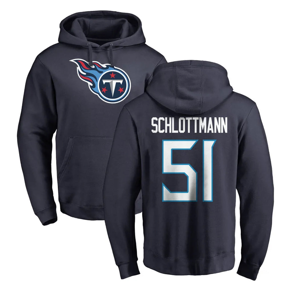 Seanshop T.Titans #51 Austin Schlottmann Player Navy Logo Pullover Hoodies Home Game Stitched Jerseys