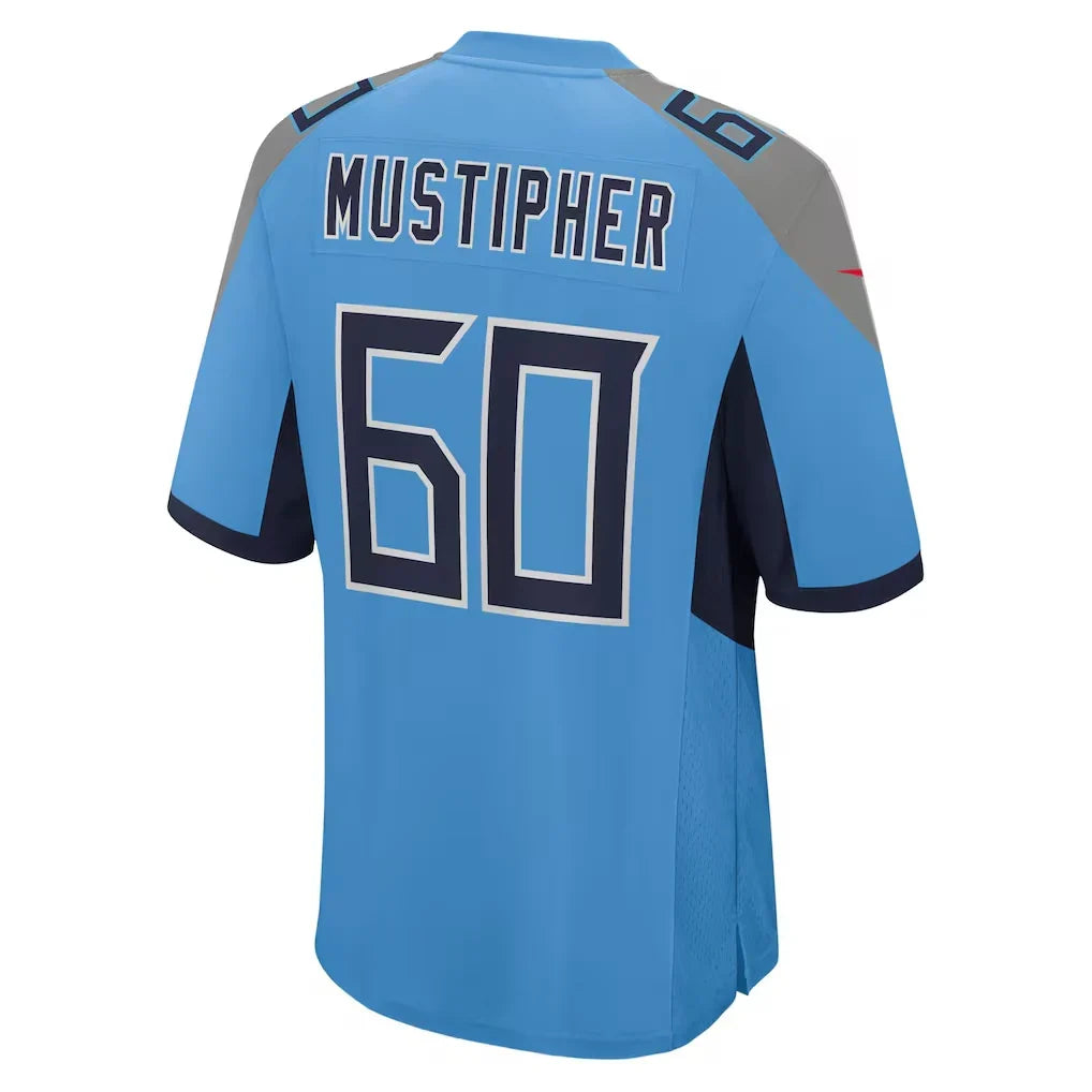 T.Titans #60 Sam Mustipher Light Blue Tomch Team Game Jersey