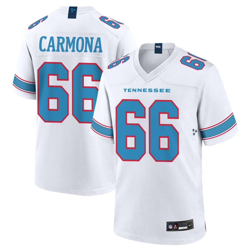 Seanshop T.Titans #66 Fernando Carmona Jr. Player White 2026 Game Home Stitched Jerseys